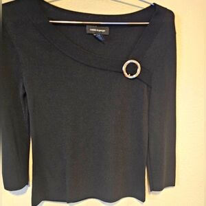 Black Small Cable & Gauge Knit Top